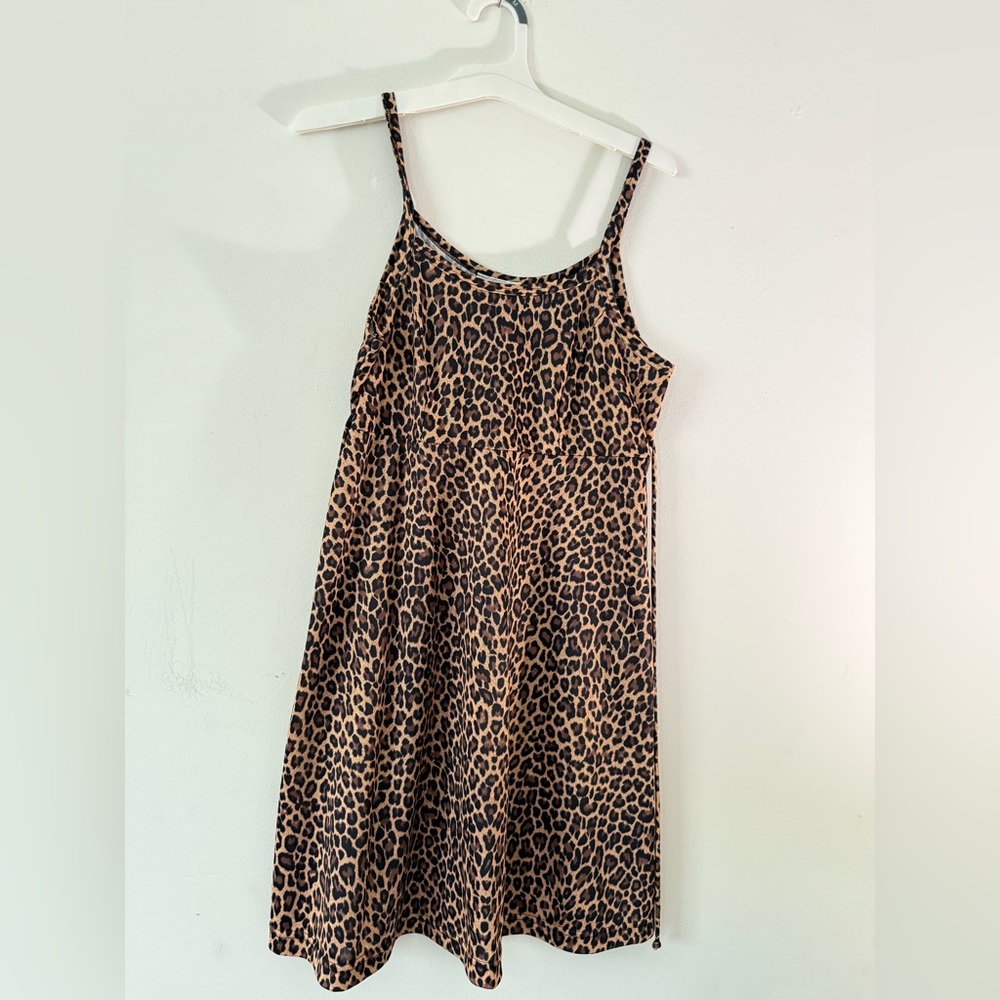 Joules M Brown Leopard Print A line Style skater dress poly made in USA